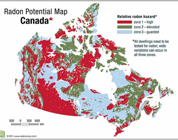 radon potential map Canada